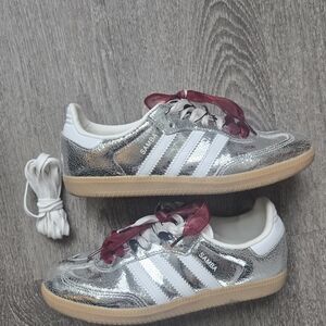 Adidas Samba OG Cracked Metallic Silver Sneakers US Women’s 7.5 | SKU JR0035